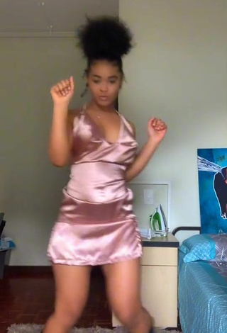 3. Sexy Jessica Mashaba Shows Cleavage in Pink Dress without  Brassiere and Bouncing Boobs