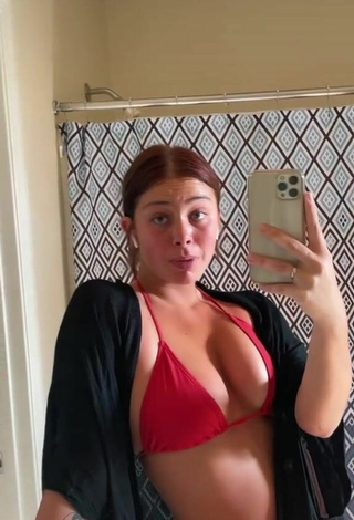 3. Hot Megan Marie Shows Cleavage in Red Bikini