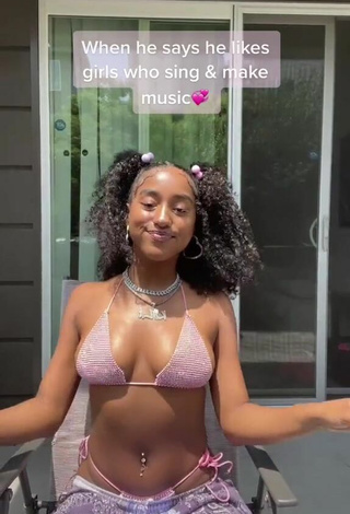 Sexy Kyla Imani Shows Cleavage in Pink Bikini Top
