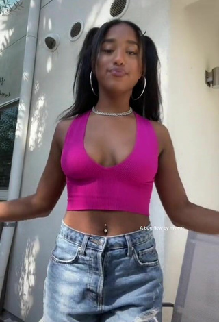 Hot Kyla Imani Shows Cleavage in Pink Crop Top