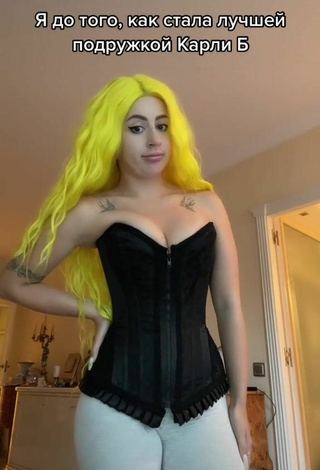 3. Hot Makeeva Shows Cleavage in Black Corset