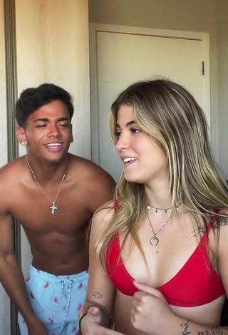 Sexy Mapu Alves Shows Cleavage in Red Bikini Top