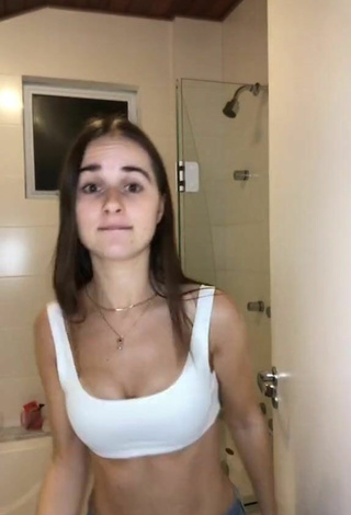 6. Sweetie Marina Inspira Shows Cleavage in White Crop Top and Bouncing Tits