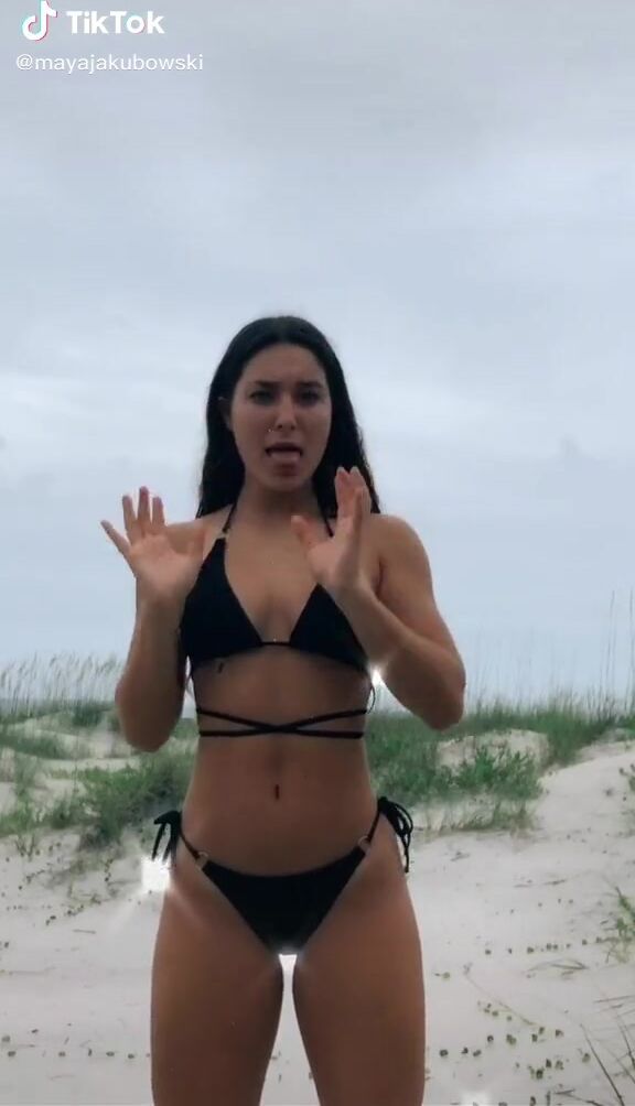 Erotic Maya Jakubowski Shows Cleavage in Black Bikini | sexyfilter.com