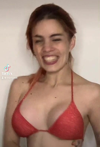3. Sexy Camili Tamelo Shows Cleavage in Red Bikini Top