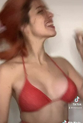 5. Sexy Camili Tamelo Shows Cleavage in Red Bikini Top