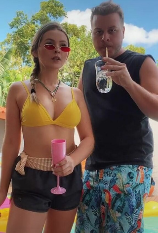 2. Sexy Morgana Santana Shows Cleavage in Yellow Bikini Top