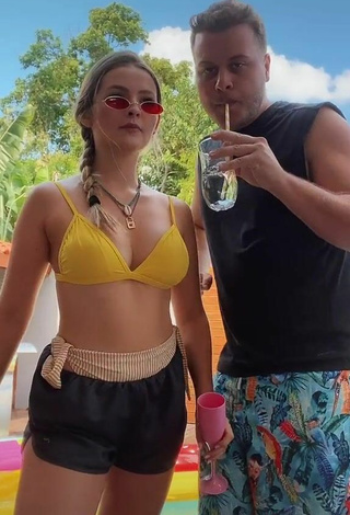 6. Sexy Morgana Santana Shows Cleavage in Yellow Bikini Top
