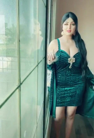 Sweetie Salma Elshimy Shows Cleavage in Green Dress