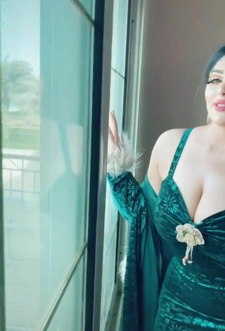4. Sweetie Salma Elshimy Shows Cleavage in Green Dress