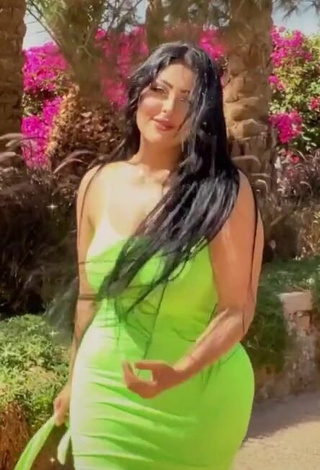 1. Cute Salma Elshimy Shows Cleavage in Light Green Dress