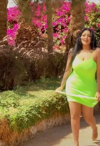 2. Cute Salma Elshimy Shows Cleavage in Light Green Dress