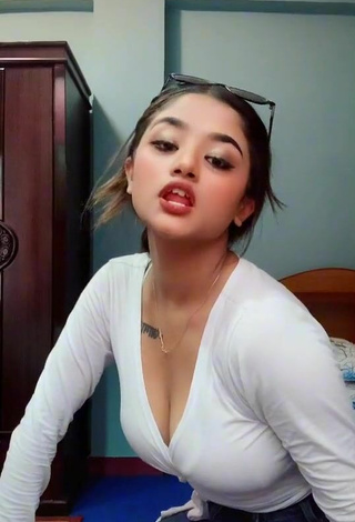 Sexy Samikshya Basnet Shows Cleavage in White Crop Top