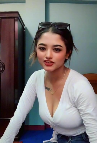 2. Sexy Samikshya Basnet Shows Cleavage in White Crop Top