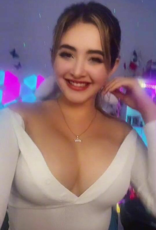 Hot Sharon Shirley Shows Cleavage in White Crop Top