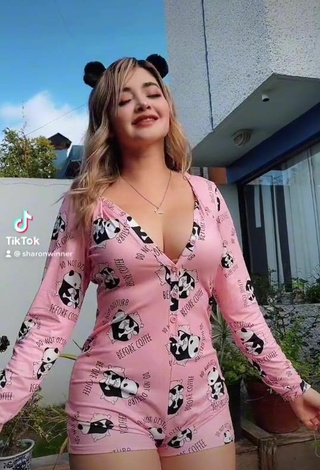 Sexy Sharon Shirley Shows Cleavage in Bodysuit and Bouncing Breasts