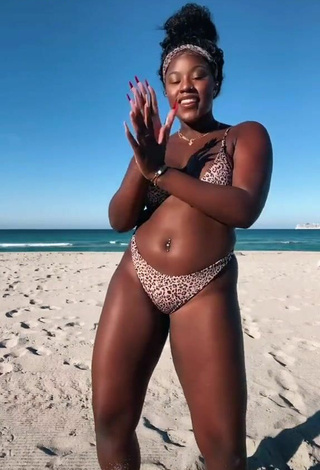 2. Skaibeauty Shows Cleavage in Hot Leopard Bikini and Bouncing Boobs at the Beach