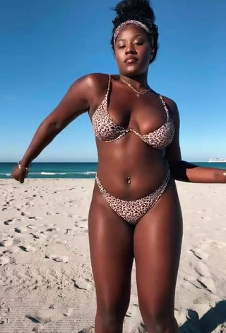 4. Skaibeauty Shows Cleavage in Hot Leopard Bikini and Bouncing Boobs at the Beach
