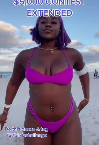 Skaibeauty Shows Cleavage in Sexy Purple Bikini and Bouncing Boobs at the Beach