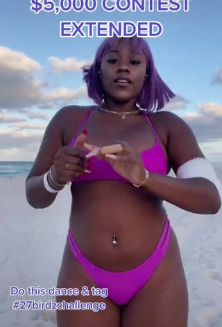 2. Skaibeauty Shows Cleavage in Sexy Purple Bikini and Bouncing Boobs at the Beach