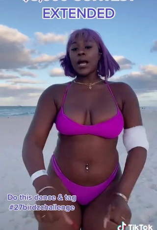 3. Skaibeauty Shows Cleavage in Sexy Purple Bikini and Bouncing Boobs at the Beach