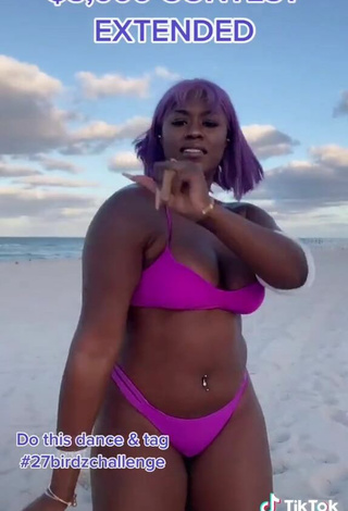 4. Skaibeauty Shows Cleavage in Sexy Purple Bikini and Bouncing Boobs at the Beach