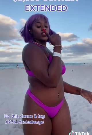 5. Skaibeauty Shows Cleavage in Sexy Purple Bikini and Bouncing Boobs at the Beach
