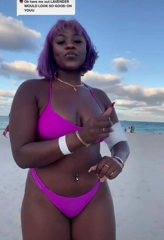 1. Magnetic Skaibeauty Shows Cleavage in Appealing Purple Bikini and Bouncing Boobs at the Beach