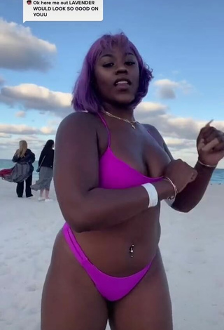 2. Magnetic Skaibeauty Shows Cleavage in Appealing Purple Bikini and Bouncing Boobs at the Beach