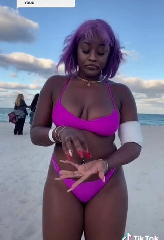5. Magnetic Skaibeauty Shows Cleavage in Appealing Purple Bikini and Bouncing Boobs at the Beach
