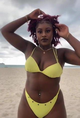 1. Lovely Skaibeauty Shows Cleavage in Yellow Bikini and Bouncing Boobs at the Beach