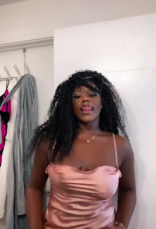 2. Sexy Skaibeauty Shows Cleavage in Pink Dress and Bouncing Boobs
