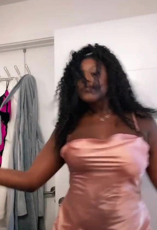 4. Sexy Skaibeauty Shows Cleavage in Pink Dress and Bouncing Boobs