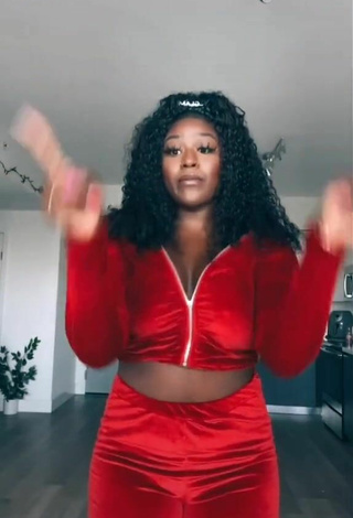 2. Wonderful Skaibeauty Shows Cleavage in Red Crop Top and Bouncing Tits