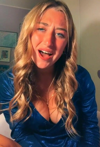 2. Beautiful Sofia Sembiante Shows Cleavage in Sexy Blue Dress