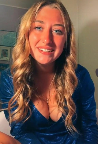3. Beautiful Sofia Sembiante Shows Cleavage in Sexy Blue Dress
