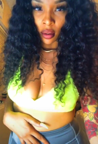 1. Beautiful Diandra Shows Cleavage in Sexy Light Green Crop Top