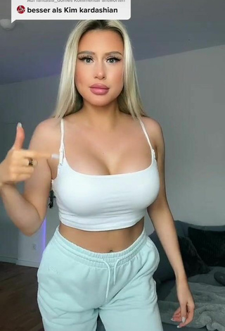 Antonia Rot Shows Cleavage in Hot White Crop Top