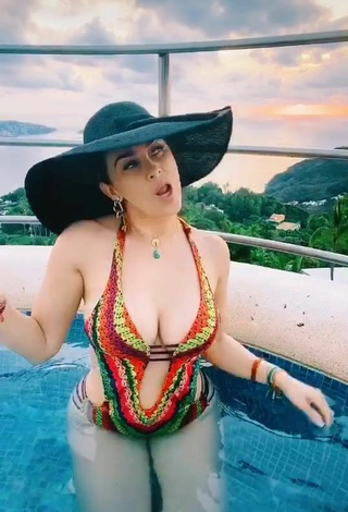 3. Hot Aracely Arámbula Shows Cleavage in Swimsuit at the Pool