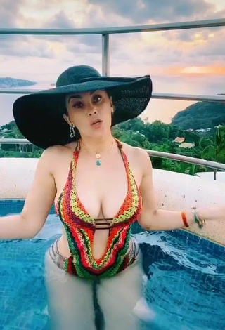 4. Hot Aracely Arámbula Shows Cleavage in Swimsuit at the Pool