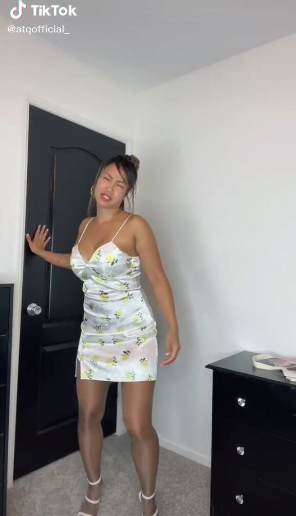 Beautiful Atqofficial Shows Cleavage in Sexy Floral Dress sexyfilter