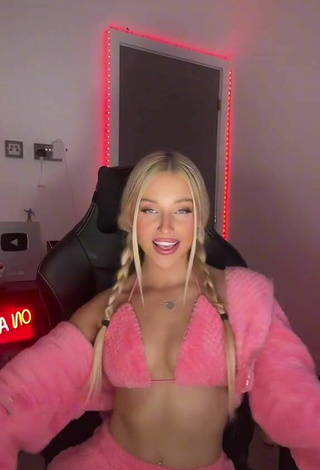 2. Sexy Charlotte Parkes Shows Cleavage in Pink Crop Top