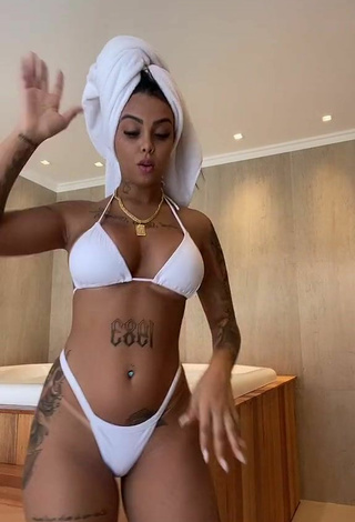 2. Cute Nathi Rodrigues Shows Cleavage in White Bikini and Bouncing Tits