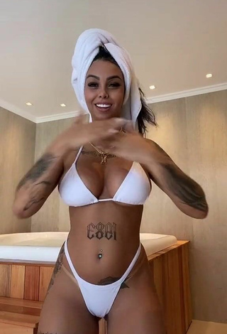 4. Cute Nathi Rodrigues Shows Cleavage in White Bikini and Bouncing Tits