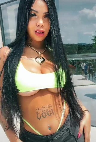 Hot Nathi Rodrigues Shows Cleavage in Light Green Mini Bikini and Bouncing Boobs