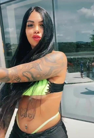 2. Hot Nathi Rodrigues Shows Cleavage in Light Green Mini Bikini and Bouncing Boobs