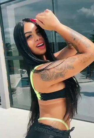 3. Hot Nathi Rodrigues Shows Cleavage in Light Green Mini Bikini and Bouncing Boobs