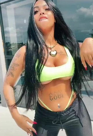 5. Hot Nathi Rodrigues Shows Cleavage in Light Green Mini Bikini and Bouncing Boobs