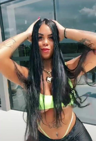 6. Hot Nathi Rodrigues Shows Cleavage in Light Green Mini Bikini and Bouncing Boobs