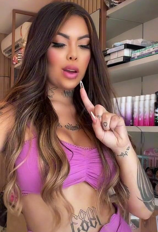 Sexy Nathi Rodrigues Shows Cleavage in Purple Tube Top